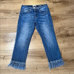 Judy Blue Distressed Frayed Hem Cropped Jeans Size 7/28